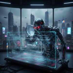 Schema data image - robot scanning the schema data from the structured data