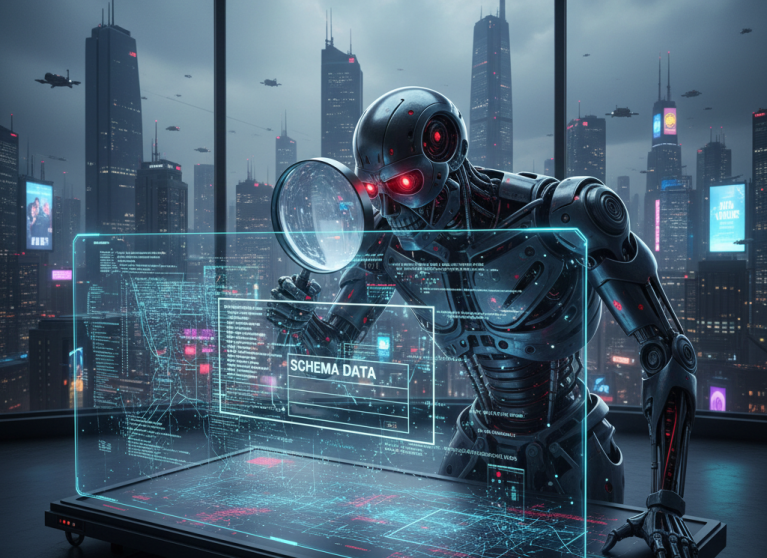 Schema data image - robot scanning the schema data from the structured data
