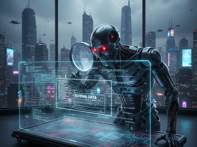 Schema data image - robot scanning the schema data from the structured data